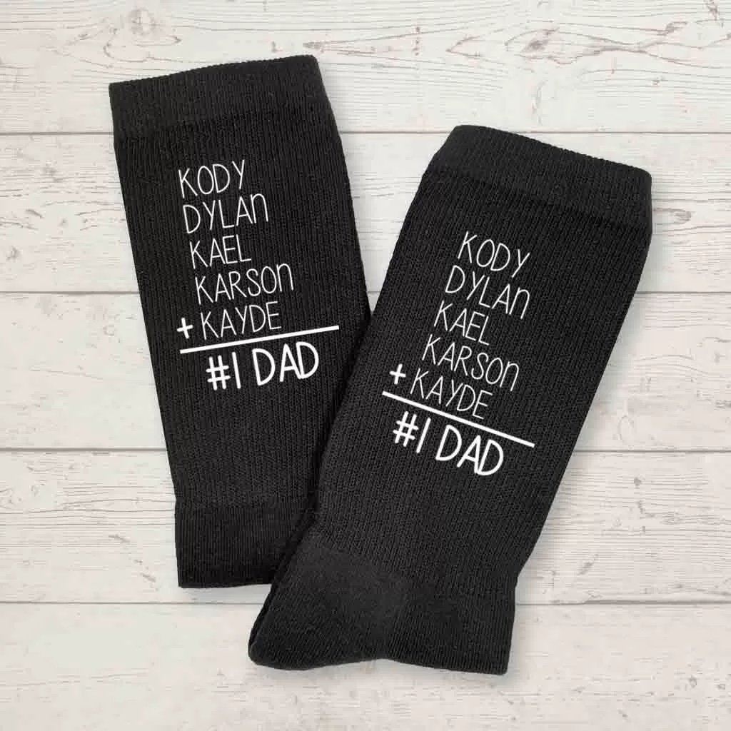 #1 Dad Math Equation Custom Socks with Children's Names