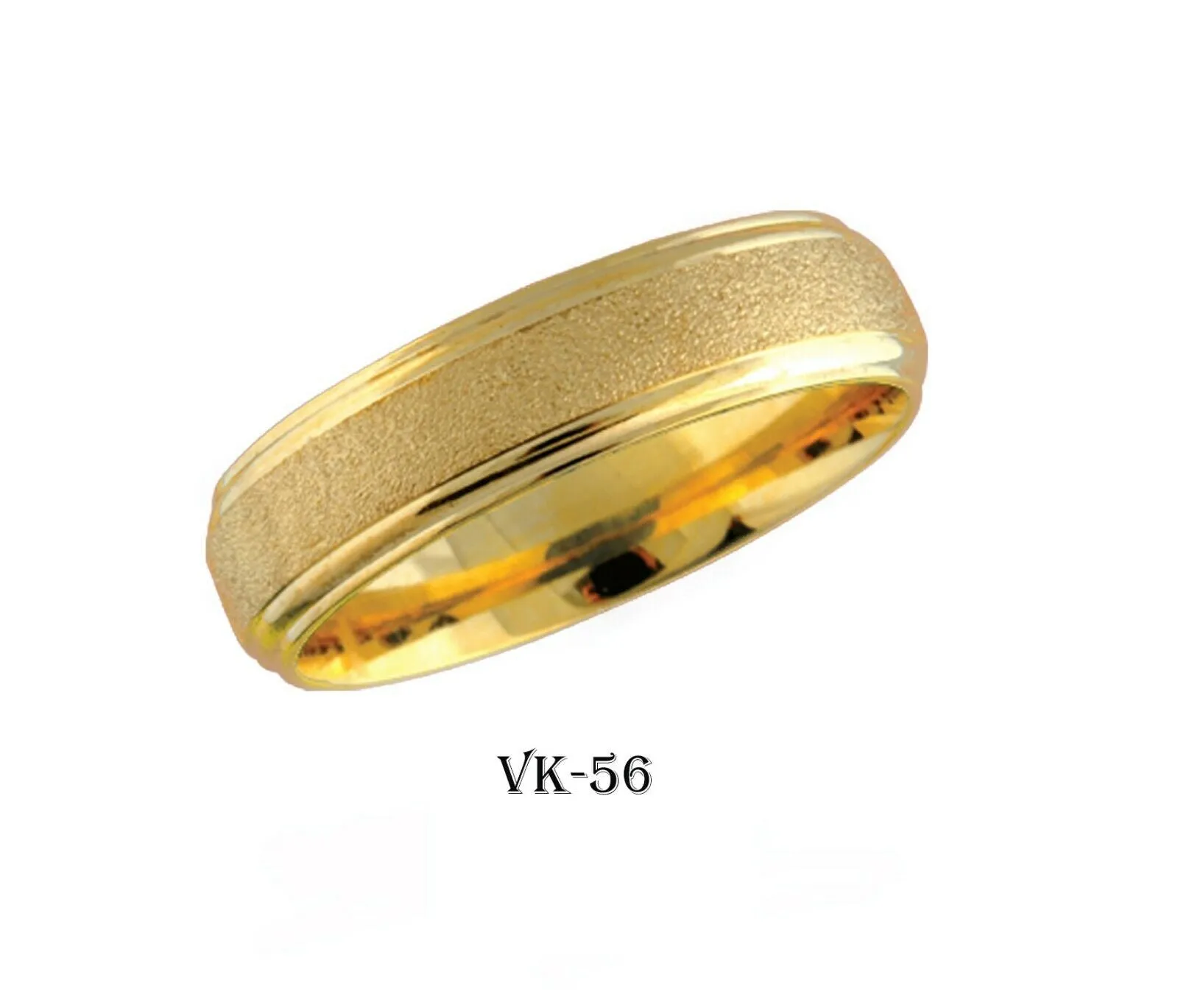 14k Solid Gold Elegant Ladies Modern Sand Finish Flat Band 6MM Ring VK56v