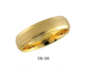 14k Solid Gold Elegant Ladies Modern Sand Finish Flat Band 6MM Ring VK56v