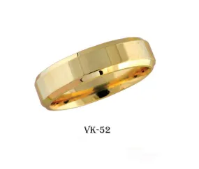 18k Solid Gold Elegant Ladies Modern Shinny Finish Flat Band 6MM Ring VK52v