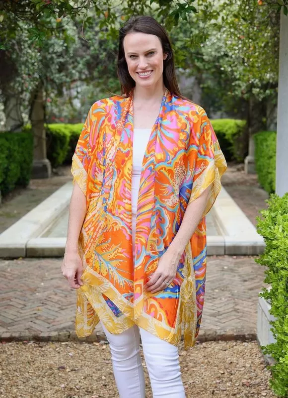 Altonne Printed Kimono ORANGE