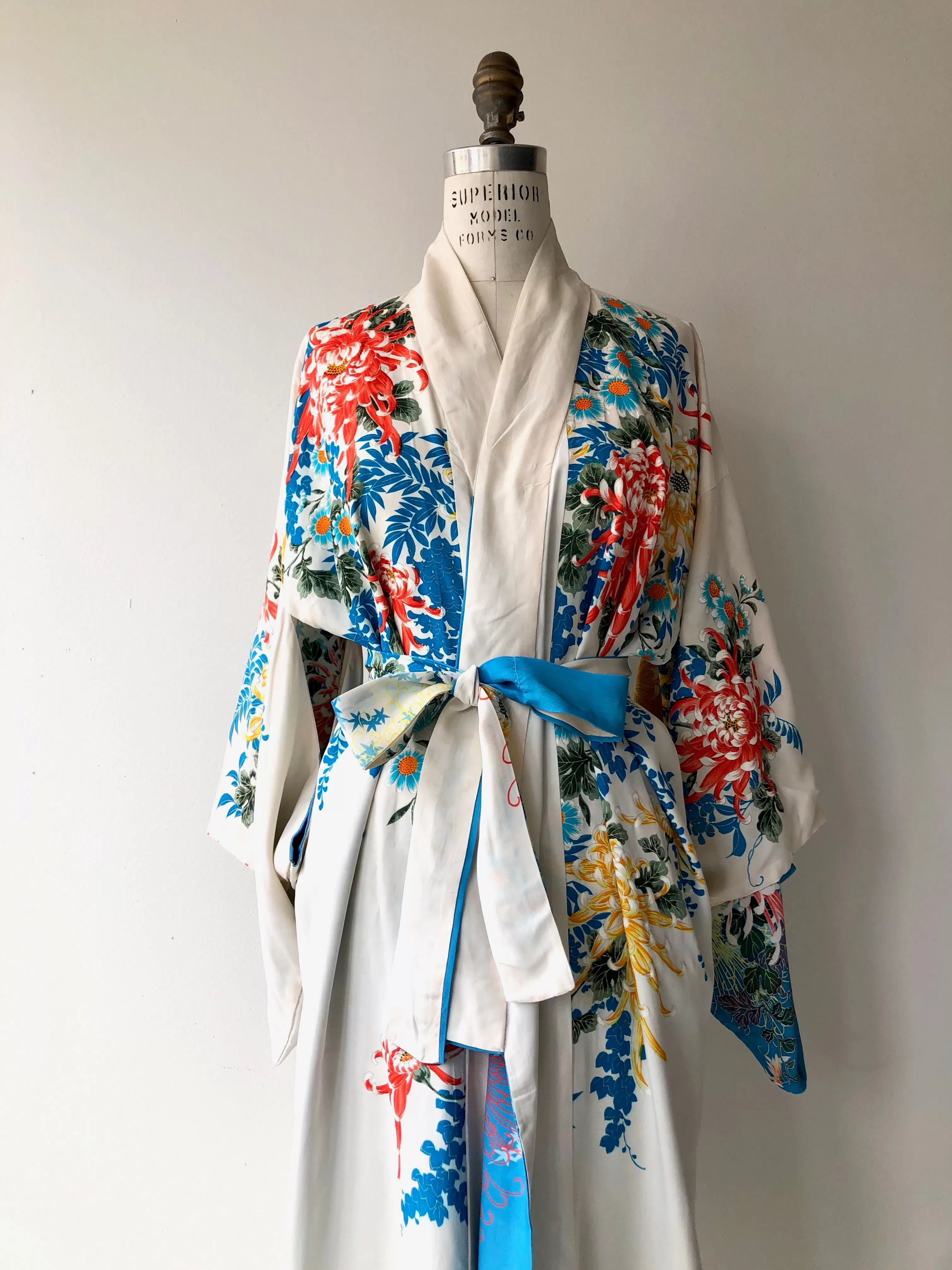 Antique 1930s Japanese Maple silk kimono