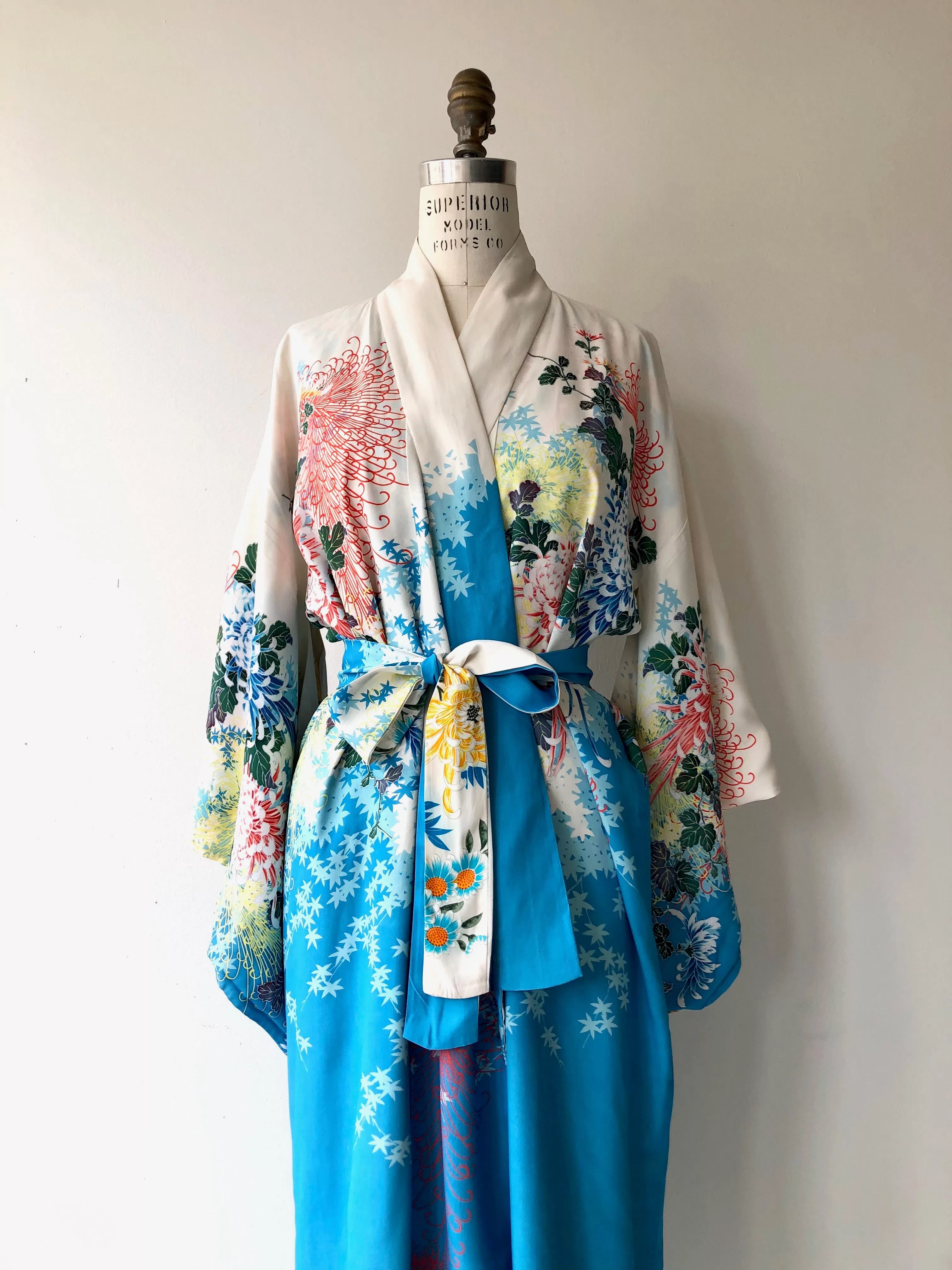 Antique 1930s Japanese Maple silk kimono