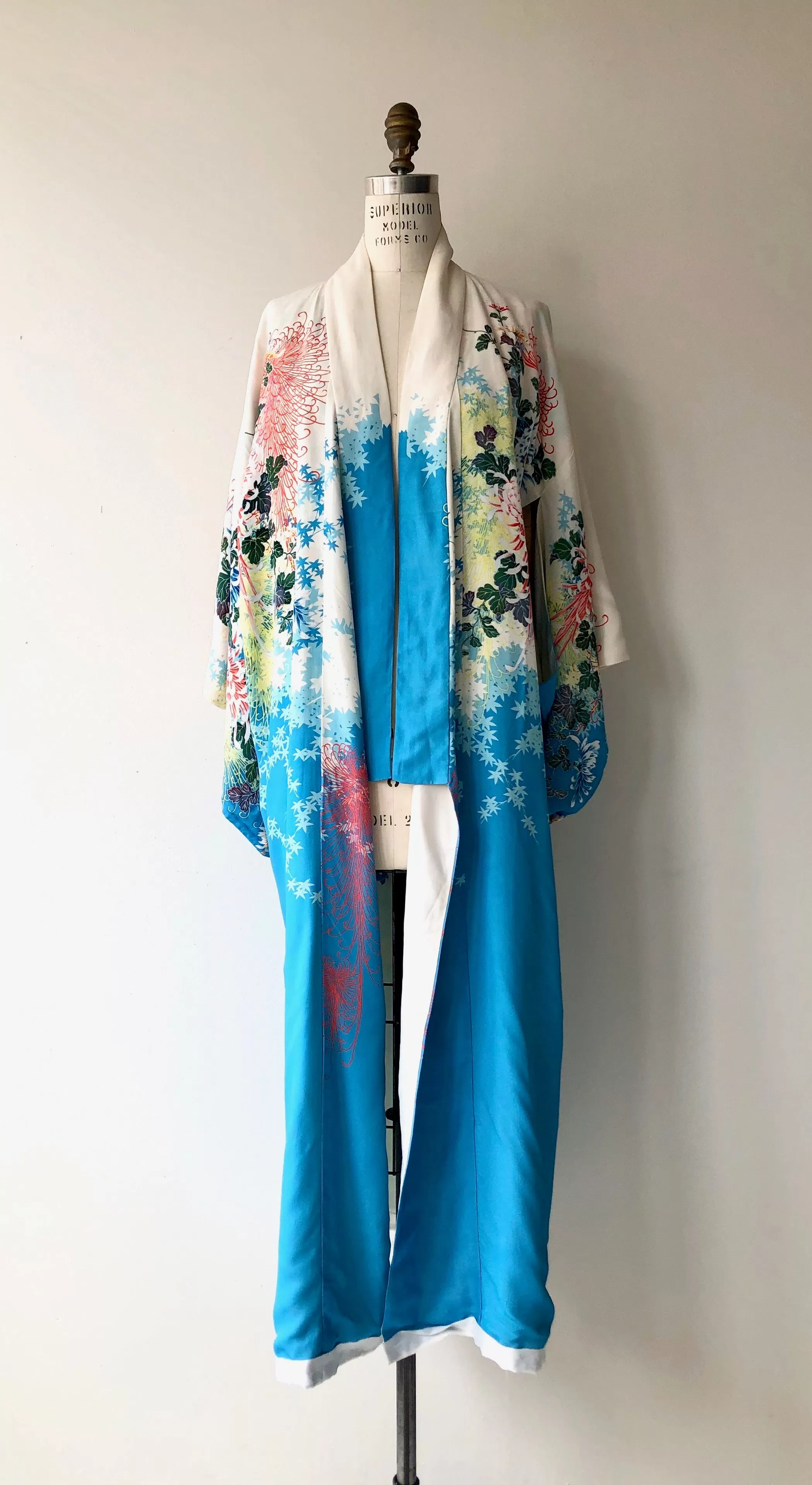 Antique 1930s Japanese Maple silk kimono