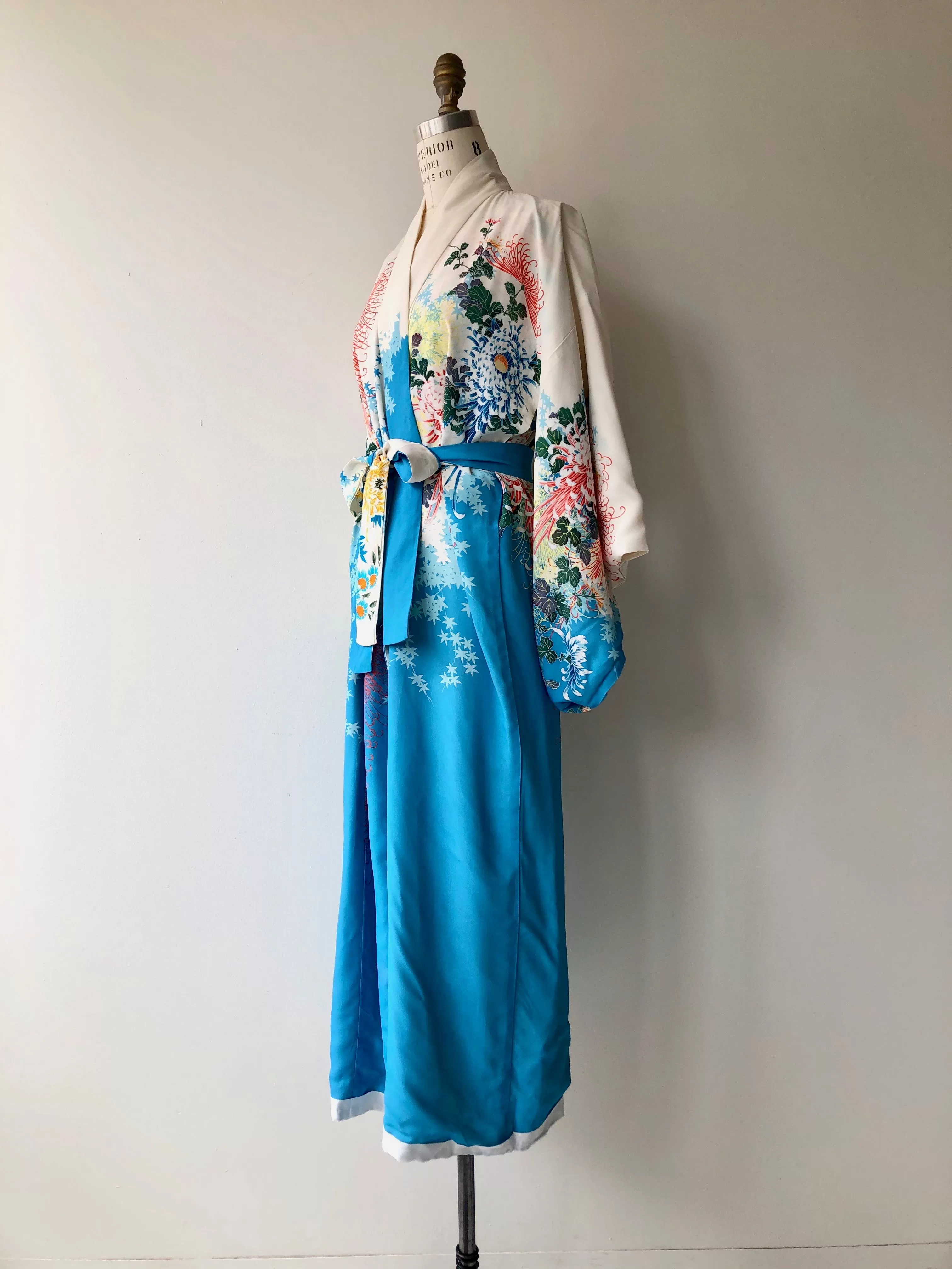 Antique 1930s Japanese Maple silk kimono