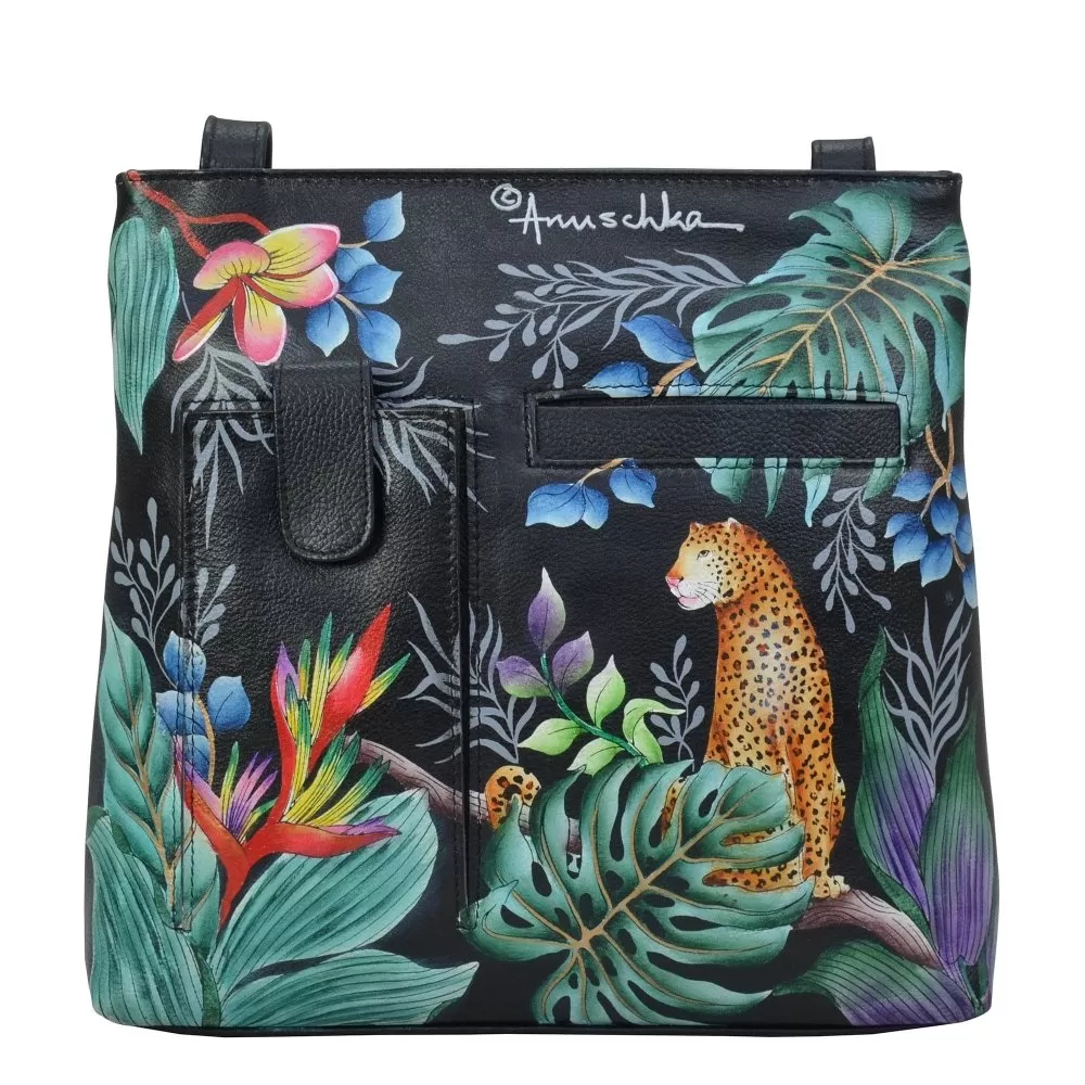 Anuschka Medium Crossbody With Double Zip Pockets Handbag 447 - Jungle Queen