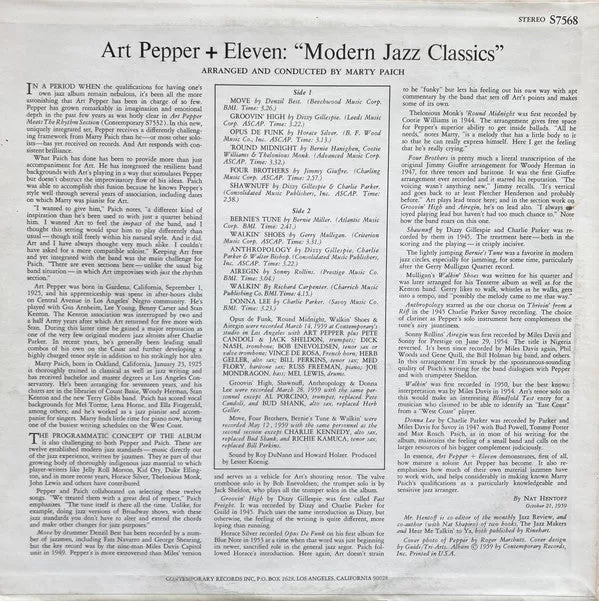 Art Pepper ~ Art Pepper + Eleven (Modern Jazz Classics)