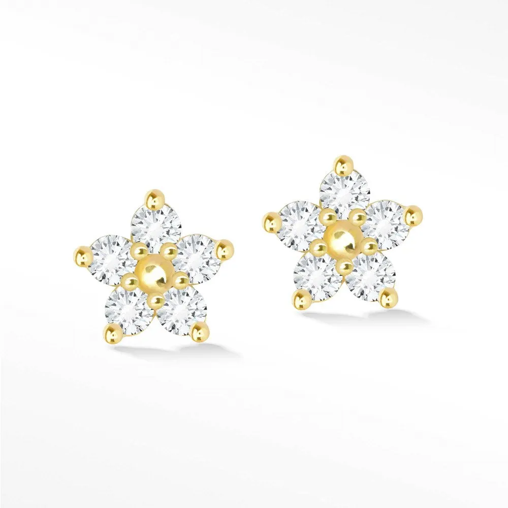 Baby Buttercup 18k Diamond Flat Back Threadless Stud Earrings