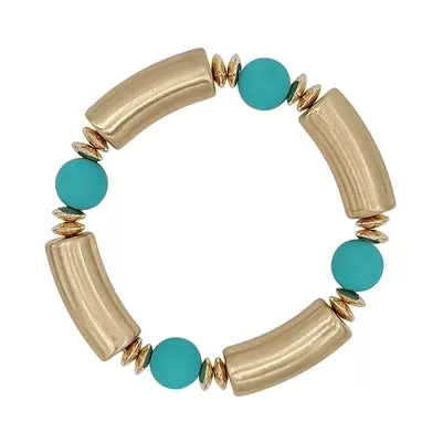 Ball and Gold Bar Stretch Bracelet