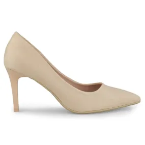 Beige classic suede high heels