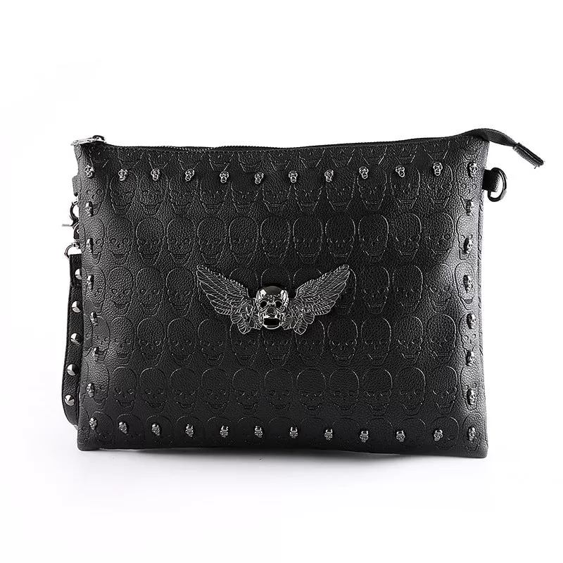 Black Leather Skull Biker Handbags