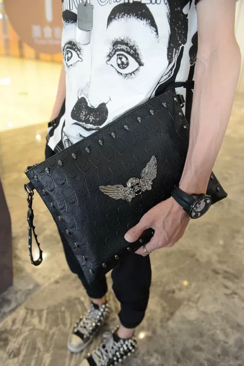 Black Leather Skull Biker Handbags