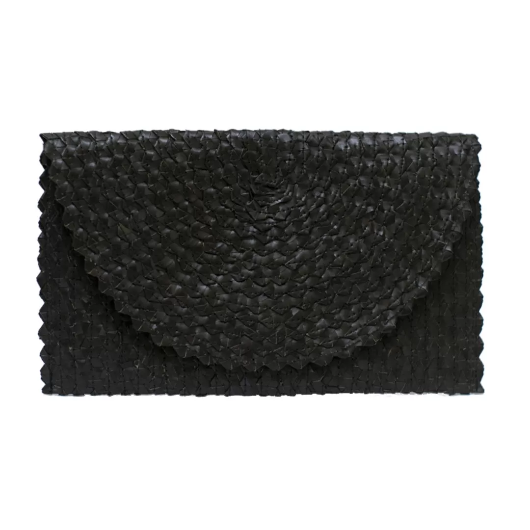 Black Straw Clutch Purse