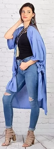 Blue Duster with side slits