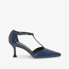 Blue women's patent leather décolleté