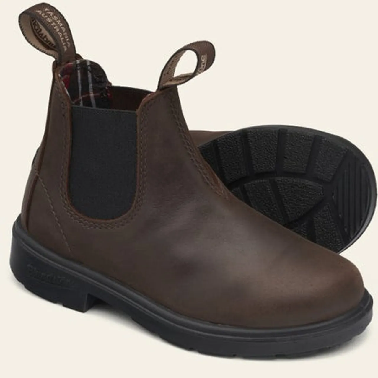 Blundstone 1468 Kids Antique Brown premium leather elastic sided boots