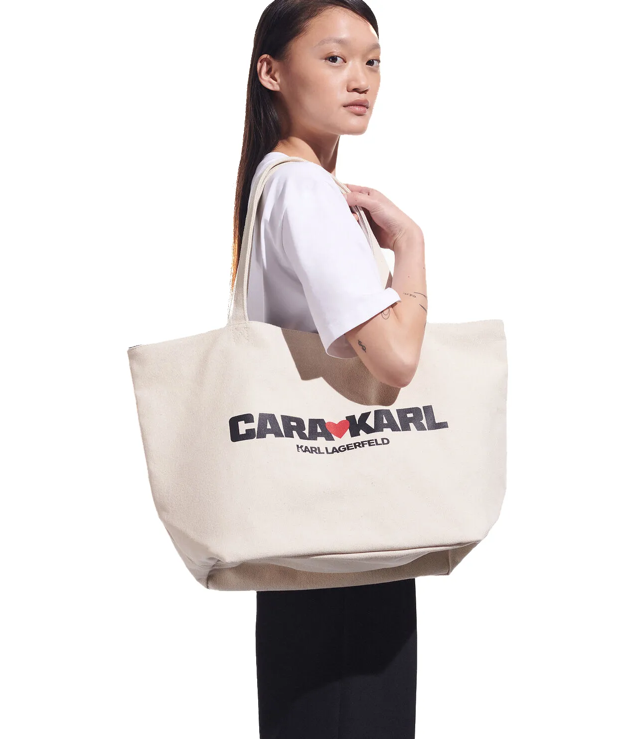 Cara loves Karl Canvas Shopper -Natural