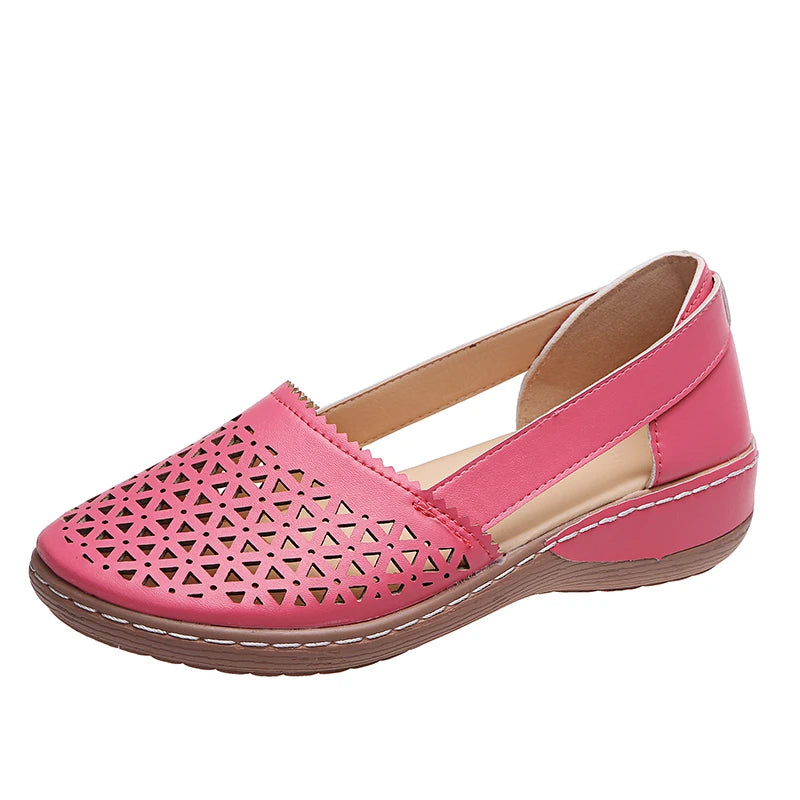 Casual Ladies Shoes Gingham Hollow Breathable