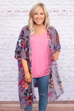 Catch My Flow Kimono, Grey-Pink