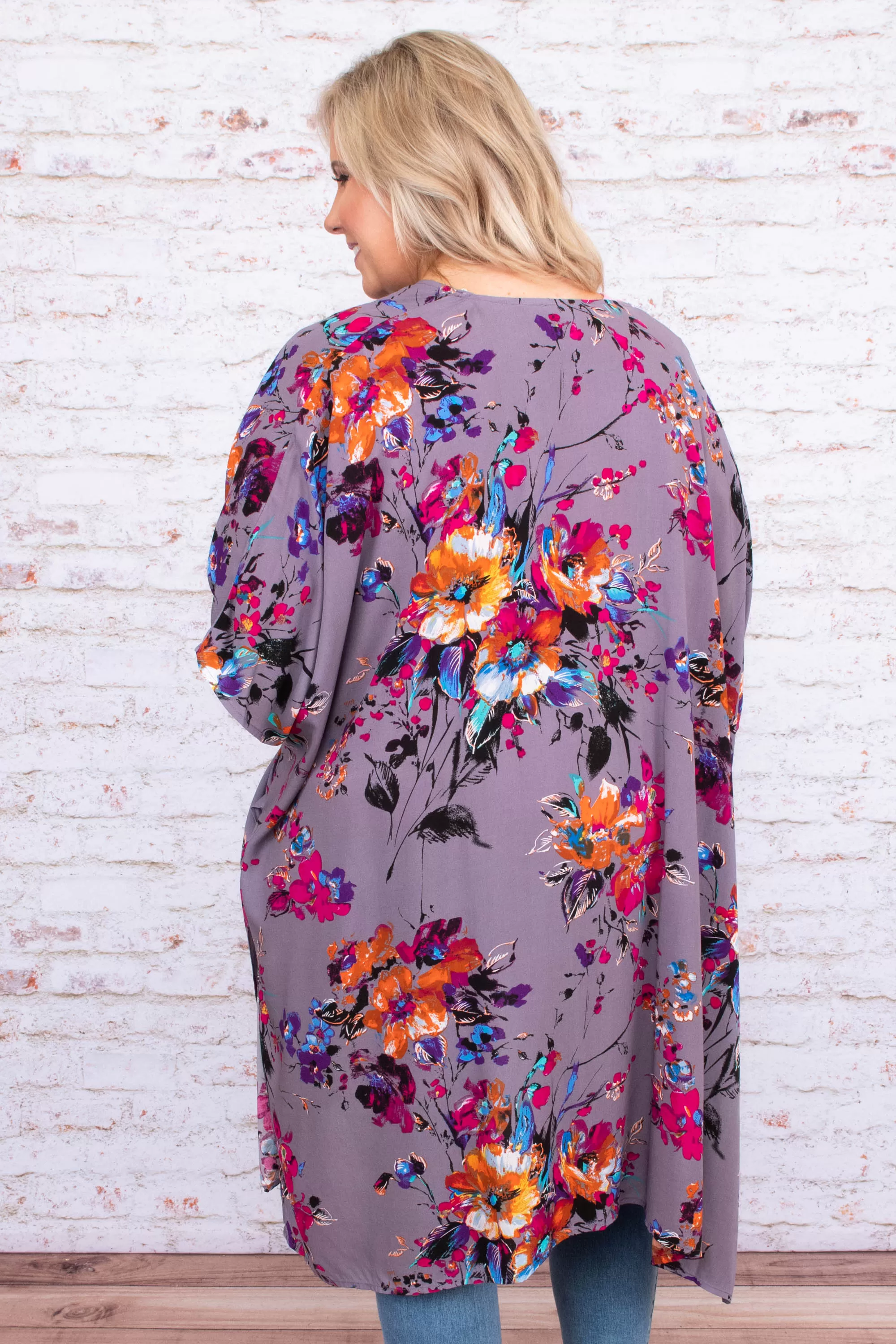 Catch My Flow Kimono, Grey-Pink