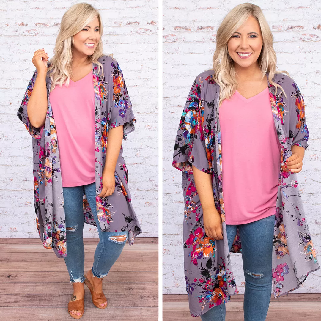 Catch My Flow Kimono, Grey-Pink