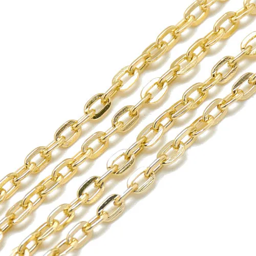 Chain, Aluminium, Cable Chain, Flat, Oval, Open Link, Light Gold, 4.6x3.1mm