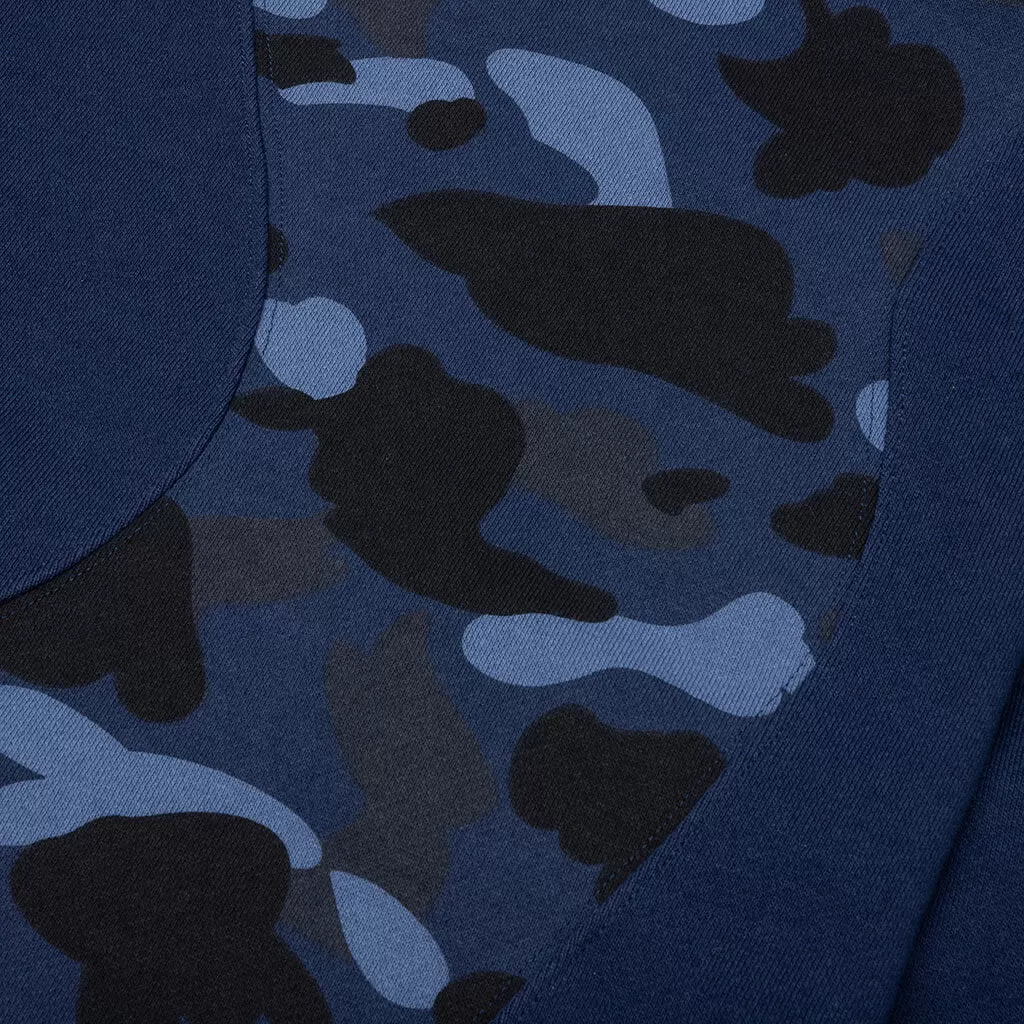 Color Camo College Cutting Relaxed Fit Hoodie - Navy