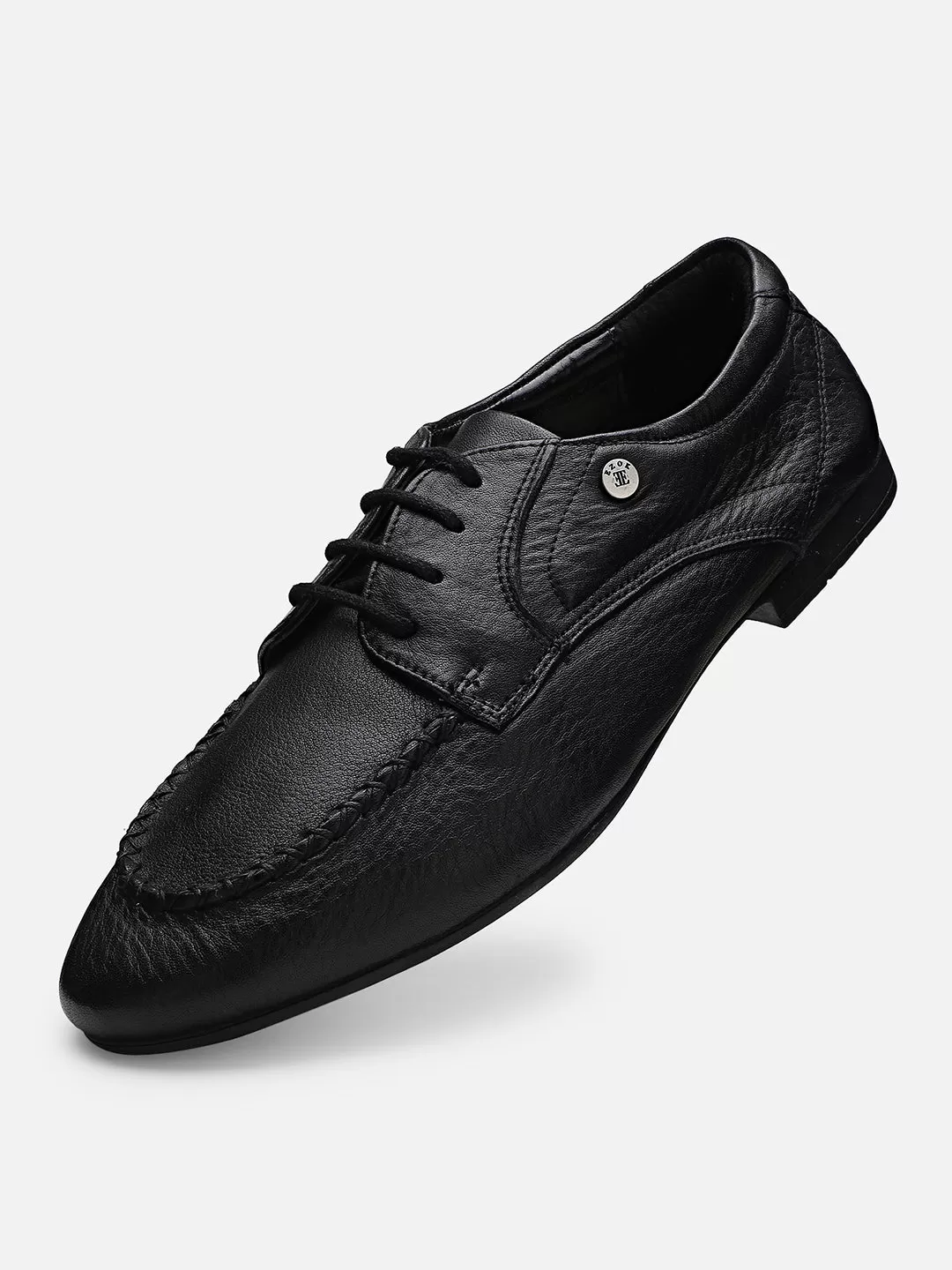 Ezok Men Black Leather Casual Shoes