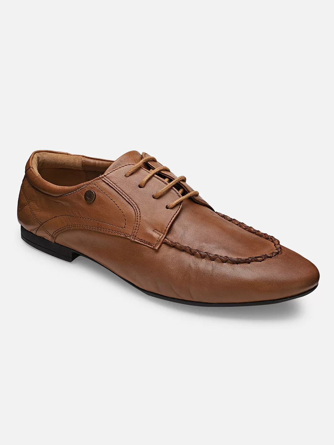 Ezok Men Tan Leather Casual Shoes