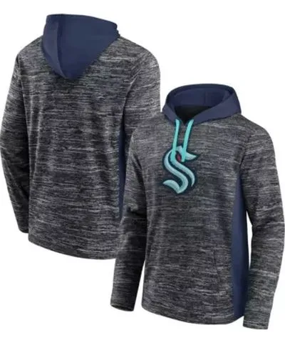 Fanatics Men's NHL Fanatics Charcoal/Deep Sea Seattle Kraken Instant Replay Space-Dye Pullover Hoodie