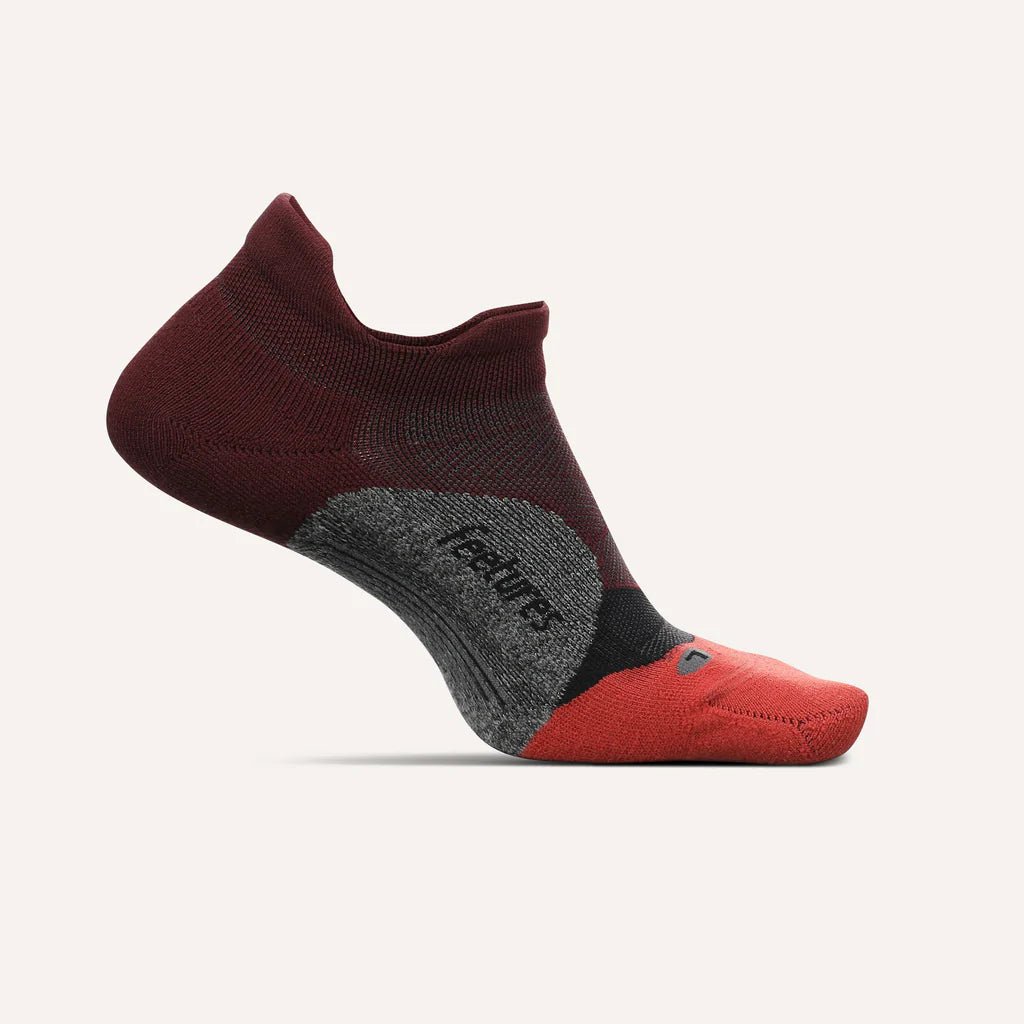 Feetures Elite Light Cushion No Show Tab Socks - Dark Cherry