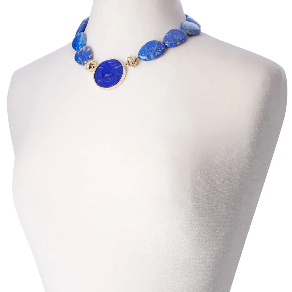 Flat Tumbled Lapis Necklace