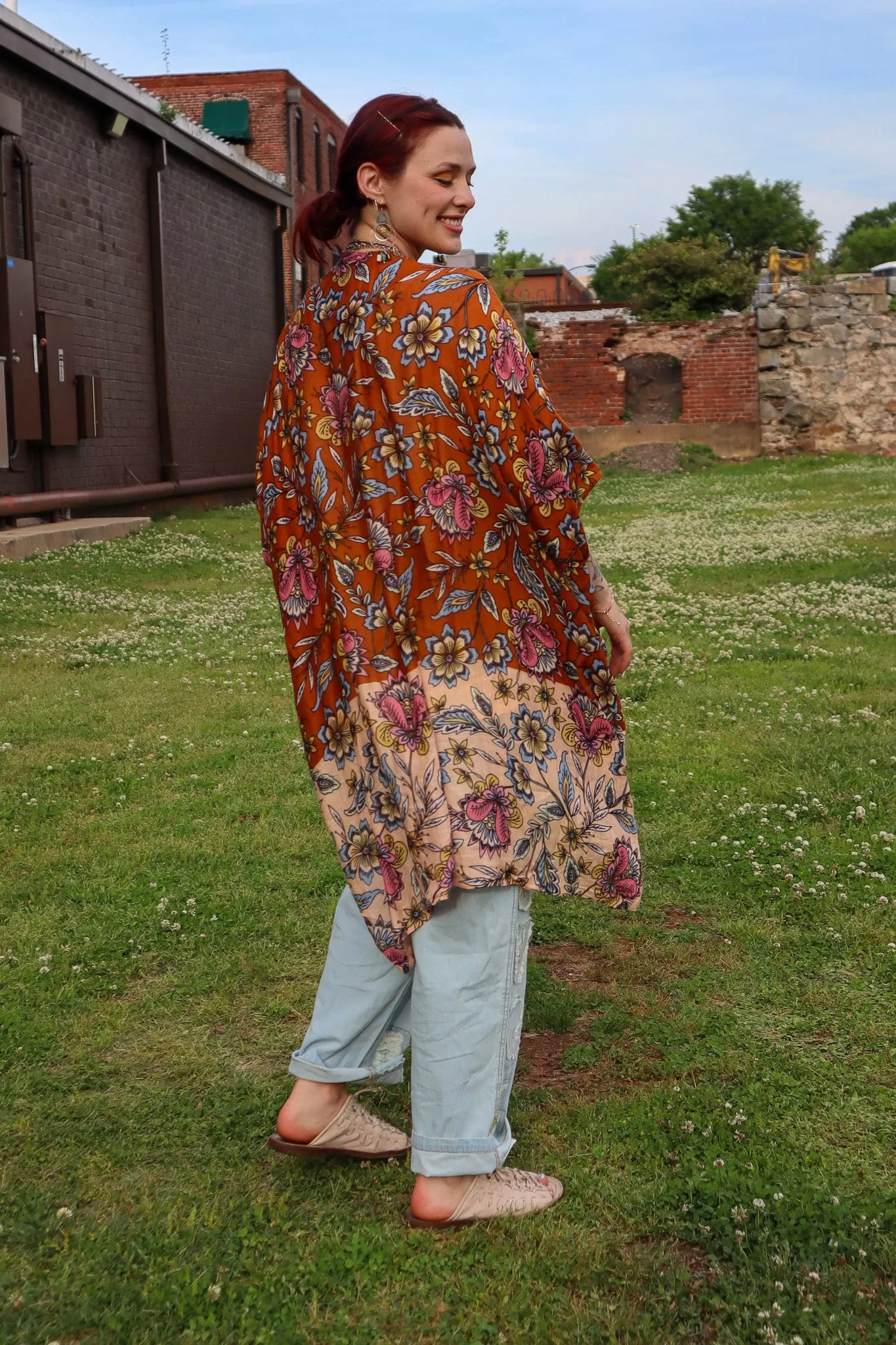 Garden Floral Print One Size Kimono