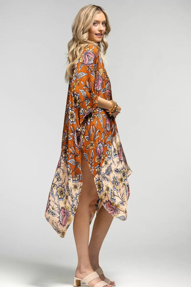 Garden Floral Print One Size Kimono