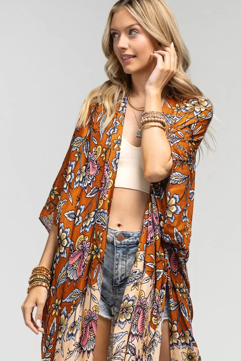 Garden Floral Print One Size Kimono