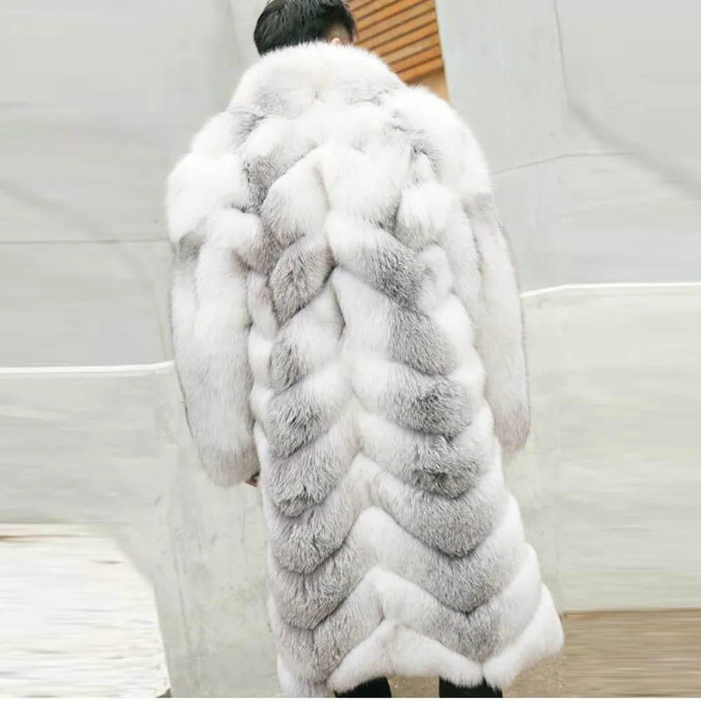 Genuine With Big Lapel Collar Fur Overcoats Long Mens Coats Natural Fur Coats