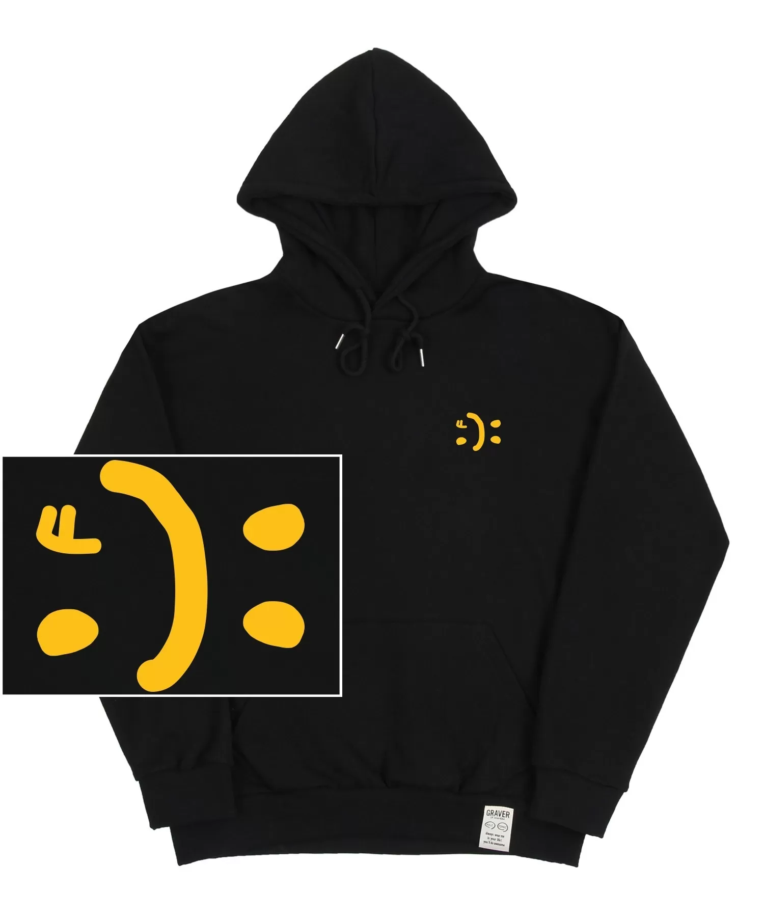 GRAVER  |[GRAVER]★SMALL DOUBLE DRAWING SMILE HOODIE