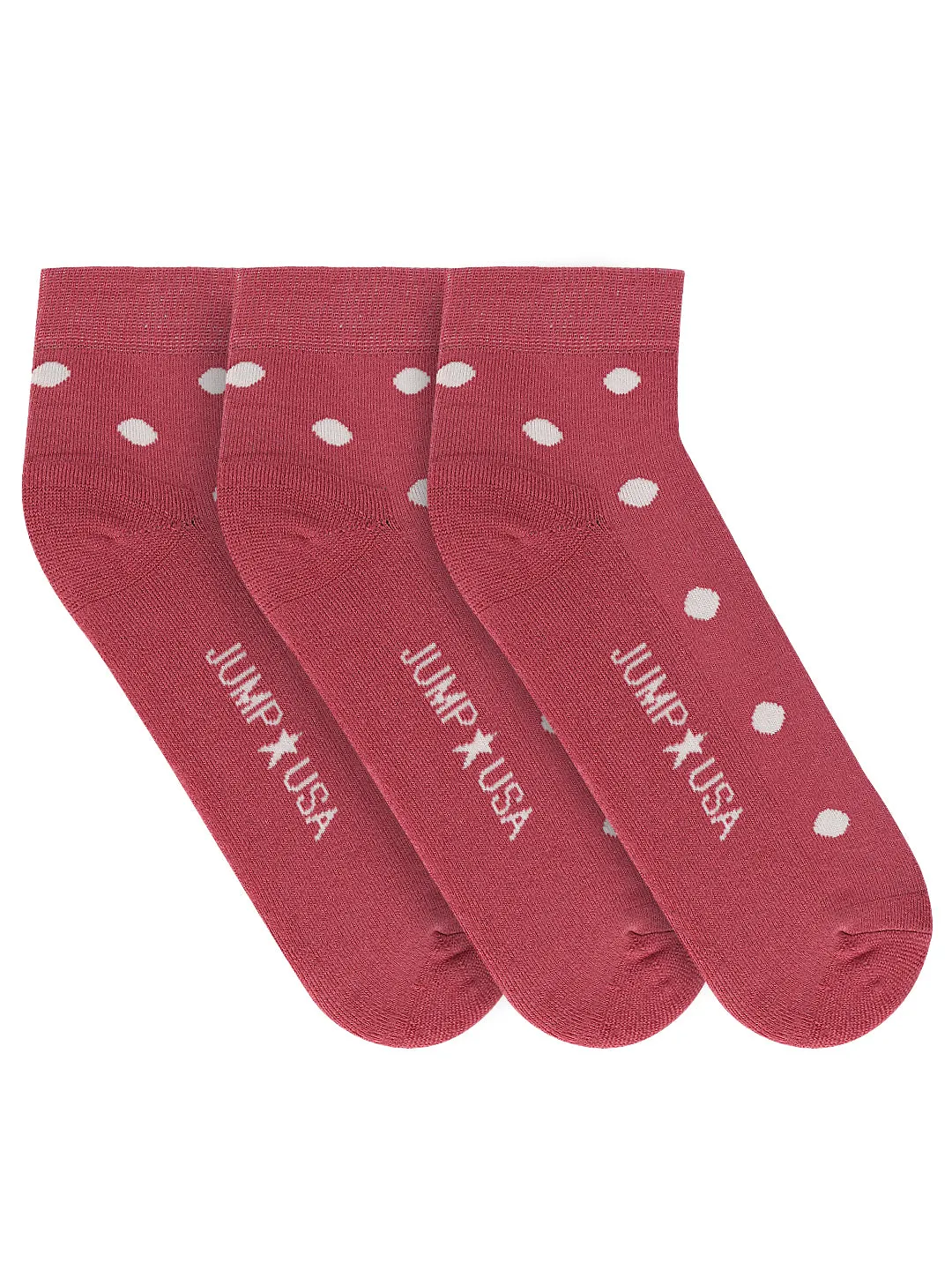 JUMP USA Women's Cotton Ankle Length Socks (Red,White, Free Size) Pack of 3