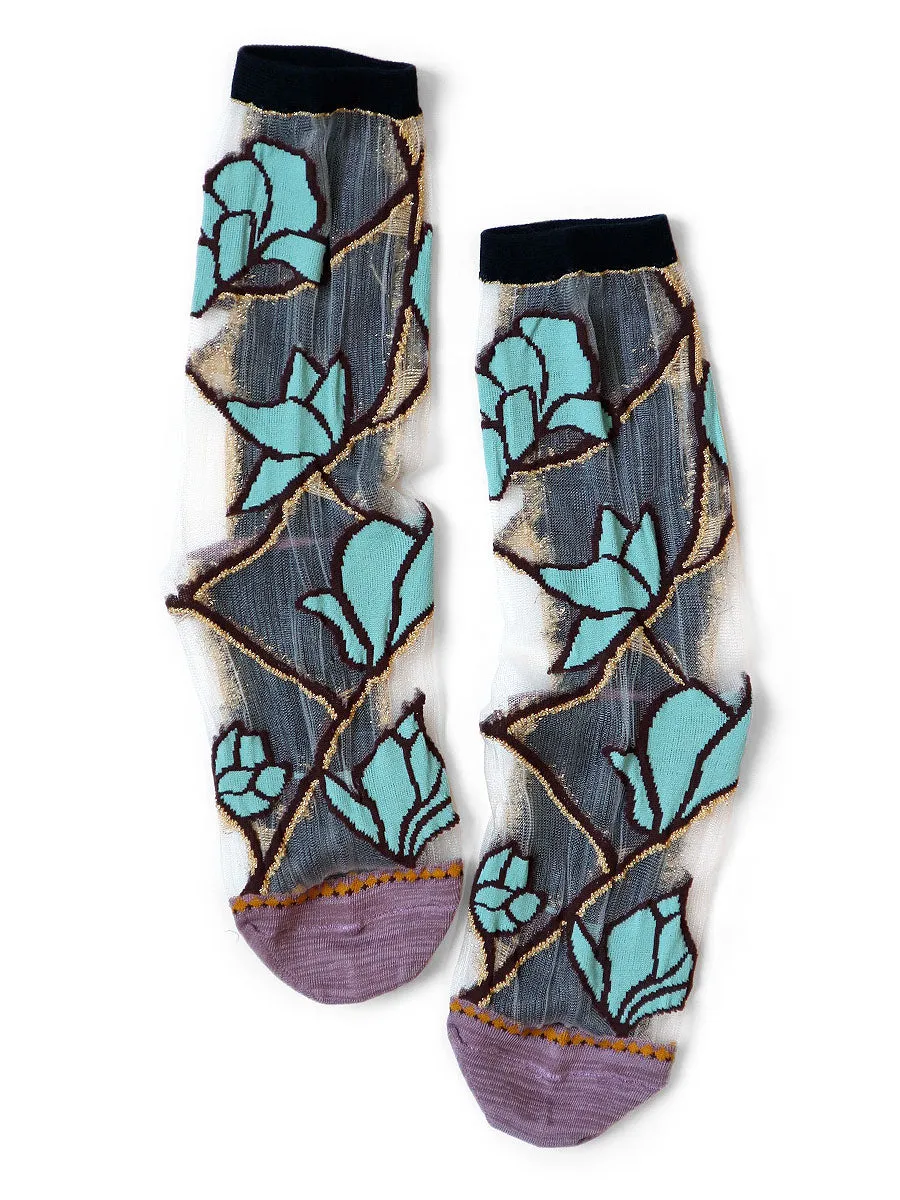 Kapital 200 Magnolia Pattern See-Through Socks women