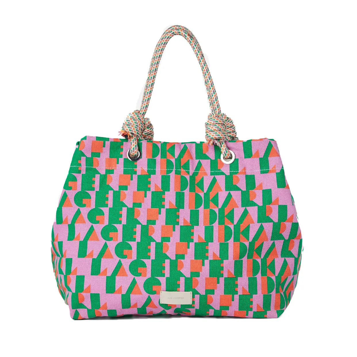 Karl Abstract Logo Beach Tote Bag -Multi