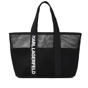 Karl Logo Mesh Beach Bag -Black