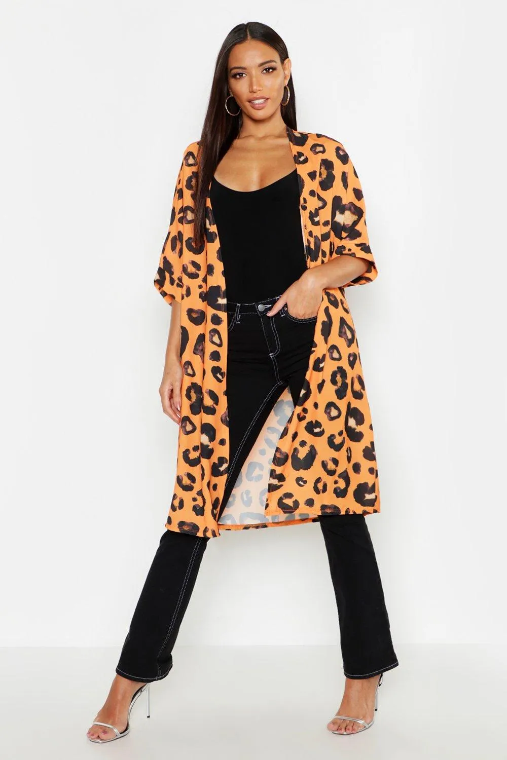 Leopard Print Midi Kimono