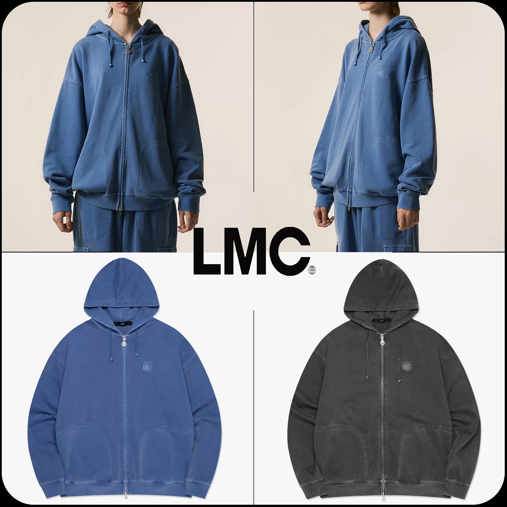 LMC  |[ LMC ]★OVERDYED SPIRAL ZIP-UP HOODIE