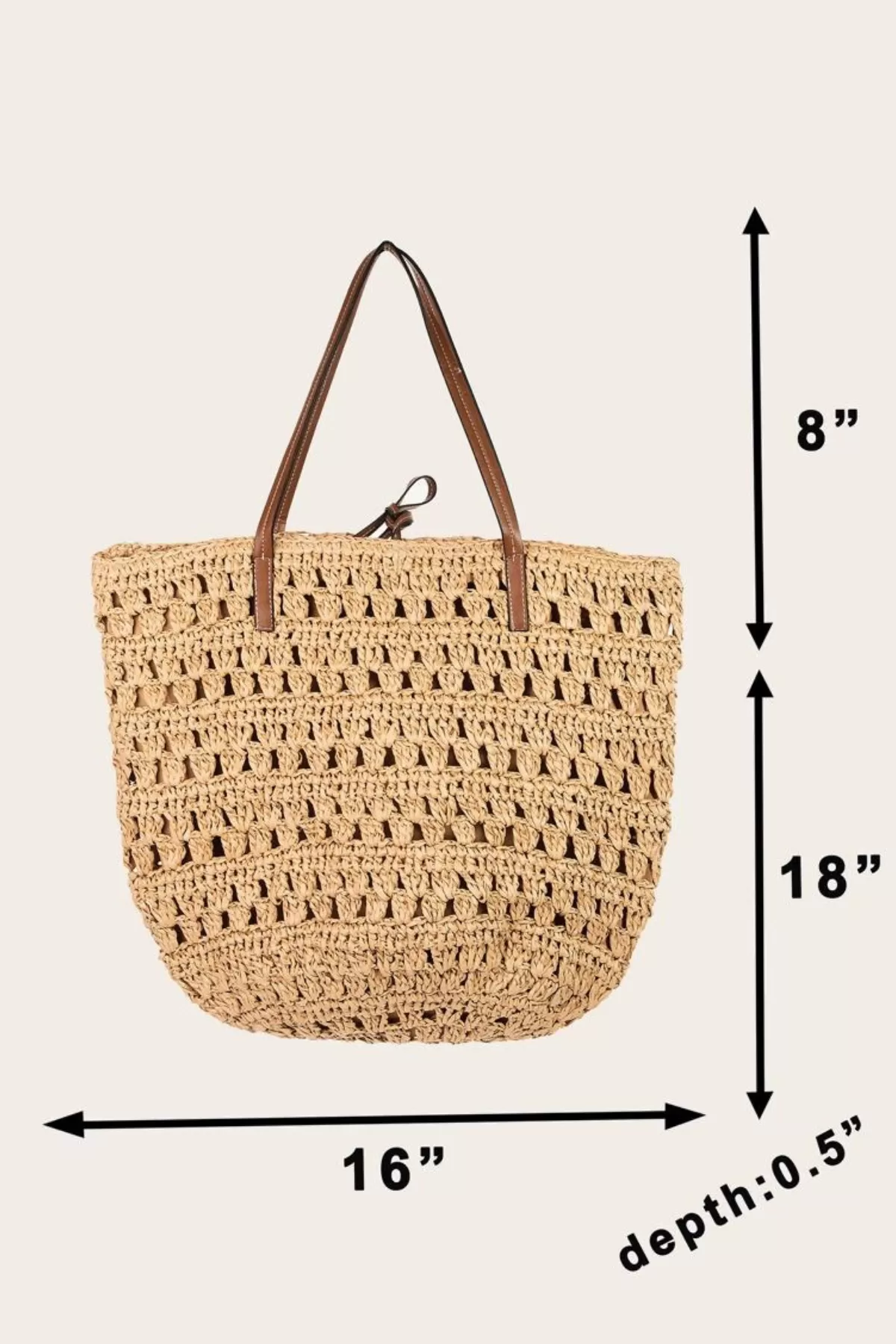 LUCIANA  TAN LARGE STRAW BEACH TOTE BAG