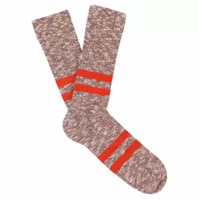 Melange Stripes Socks - Burgundy / Orange