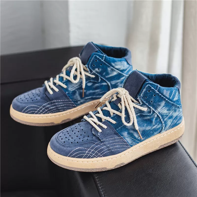 Men Denim High Top Casual Shoes 