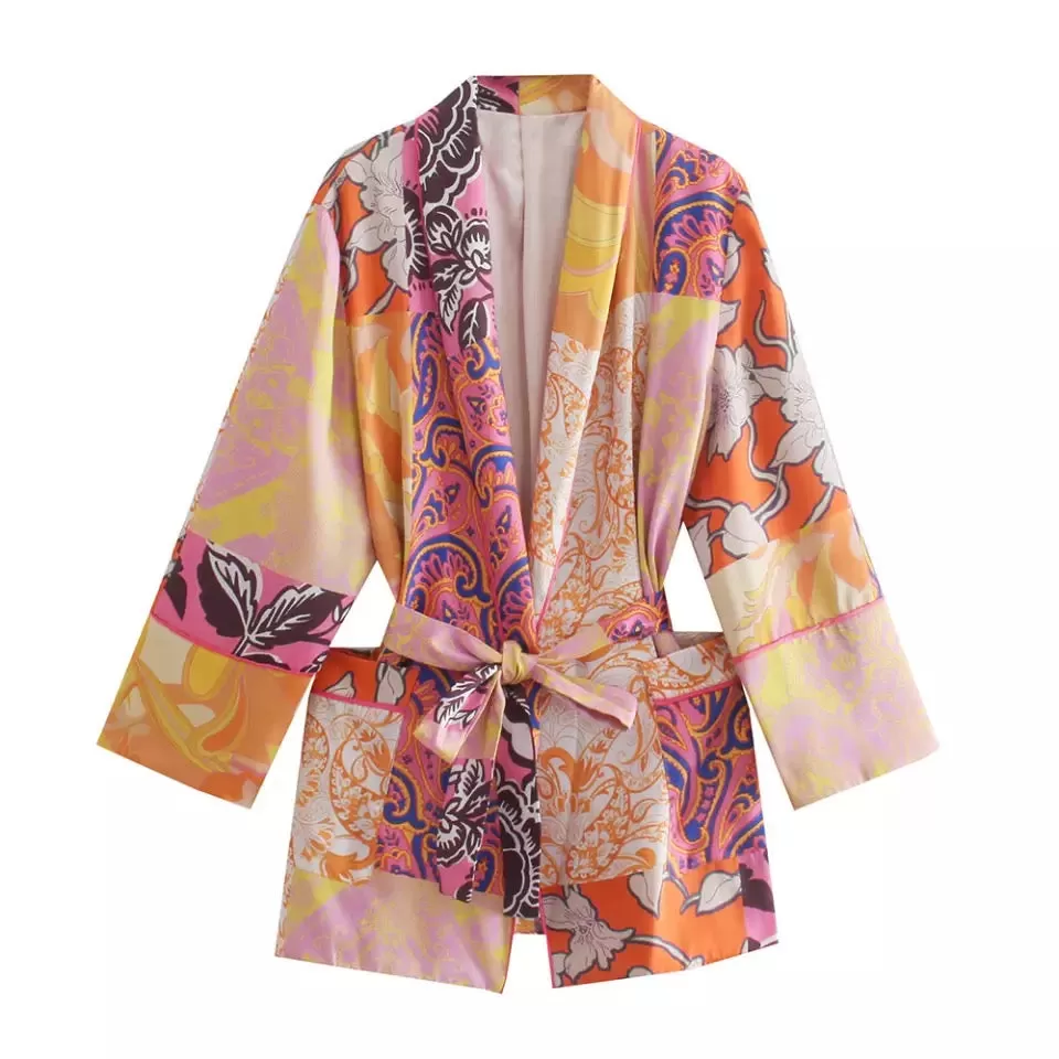 Multi Print Kimono Top