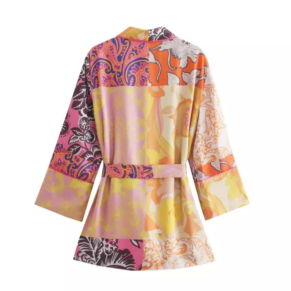 Multi Print Kimono Top