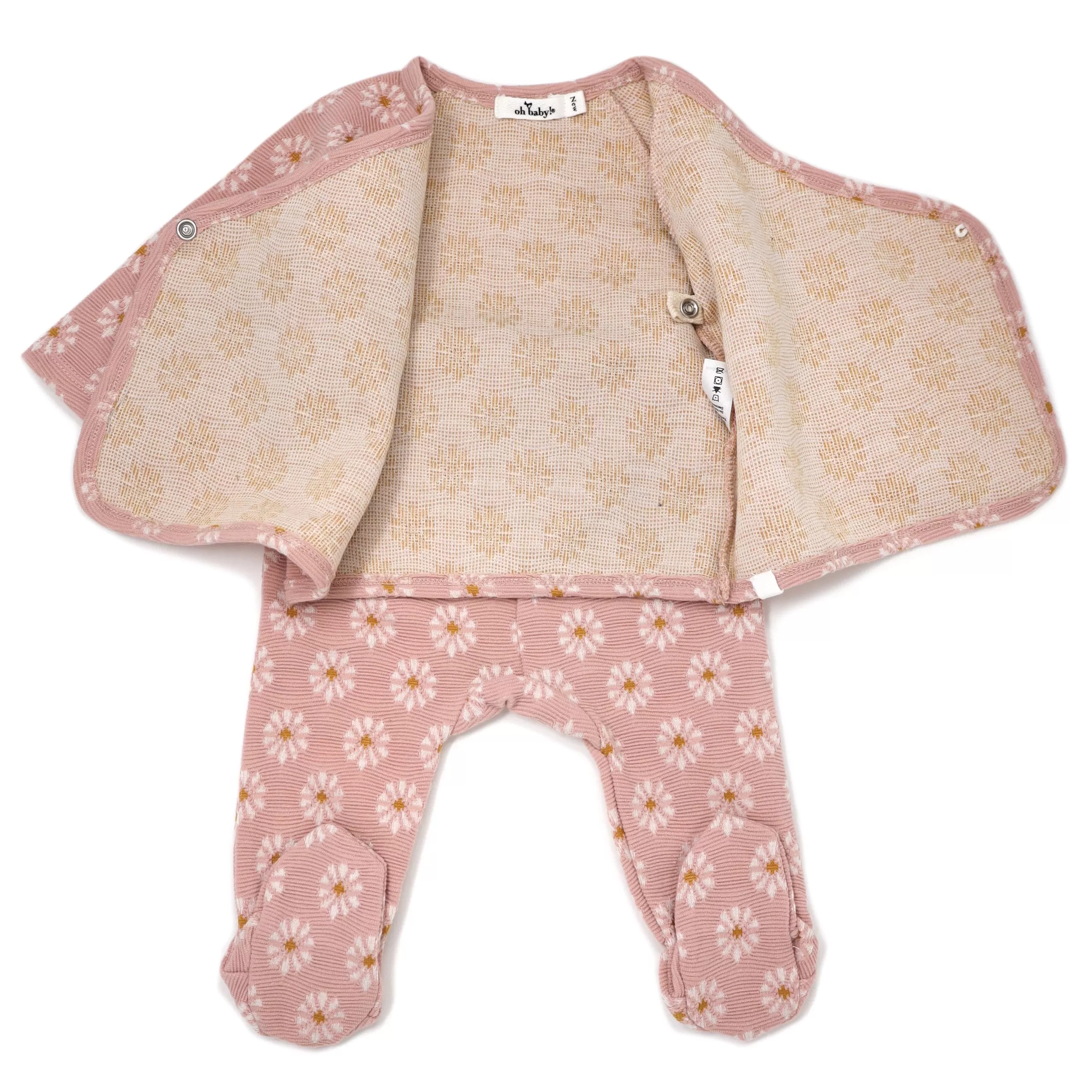 oh baby! Kimono Footie Set Starburst Double Knit - Blush