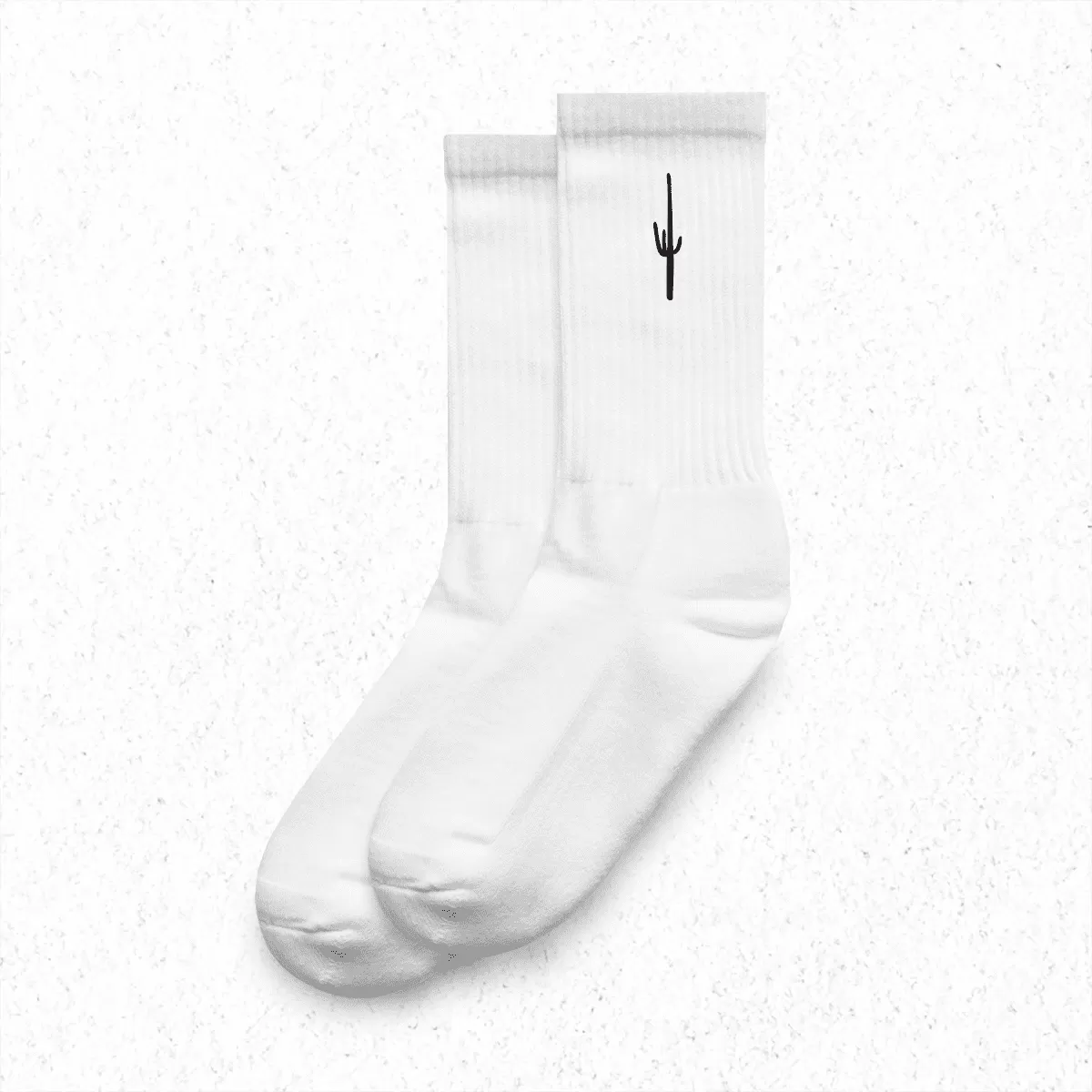 PHX GEN Unisex Crew Socks Embroidered Cactus - White